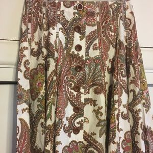 Cabi Paisley Gored A-Line Skirt